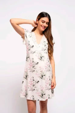 Camisón lactancia manga corta de flores