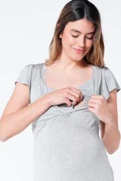 Camisón lactancia manga corta con topos