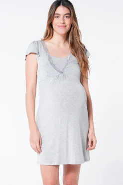 Camisón lactancia manga corta con topos