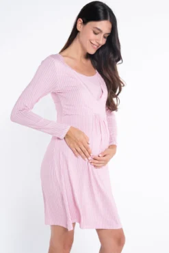 Camisón lactancia manga larga rayas