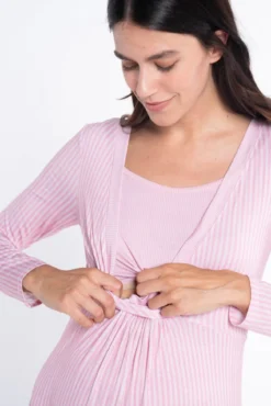 Camisón lactancia manga larga rayas