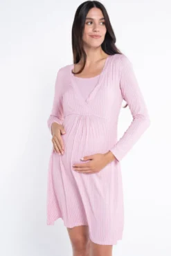 Camisón lactancia manga larga rayas