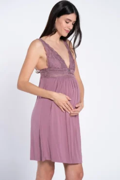 Camisón lencero con encaje premamá
