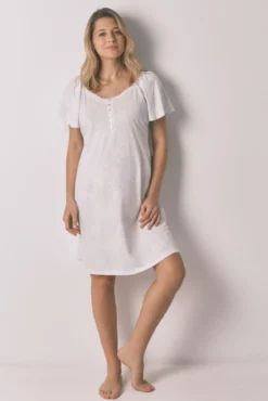 Camisón "maternity" algodón azul volante