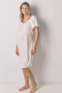 Camisón "maternity" blanco pointelle volante