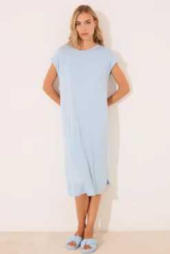 Camisón midi viscosa brillos azul