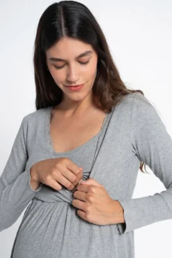 Camisón rib premamá con escote cruzado