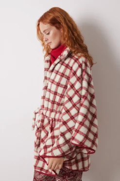 Capa pelo suave estampado cuadros