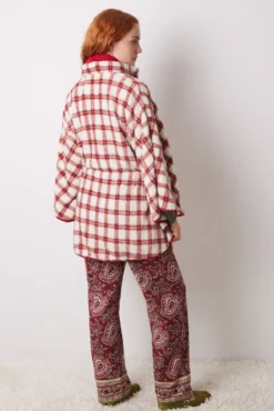 Capa pelo suave estampado cuadros