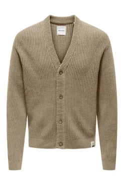 Cardigan de punto de hombre cuello V