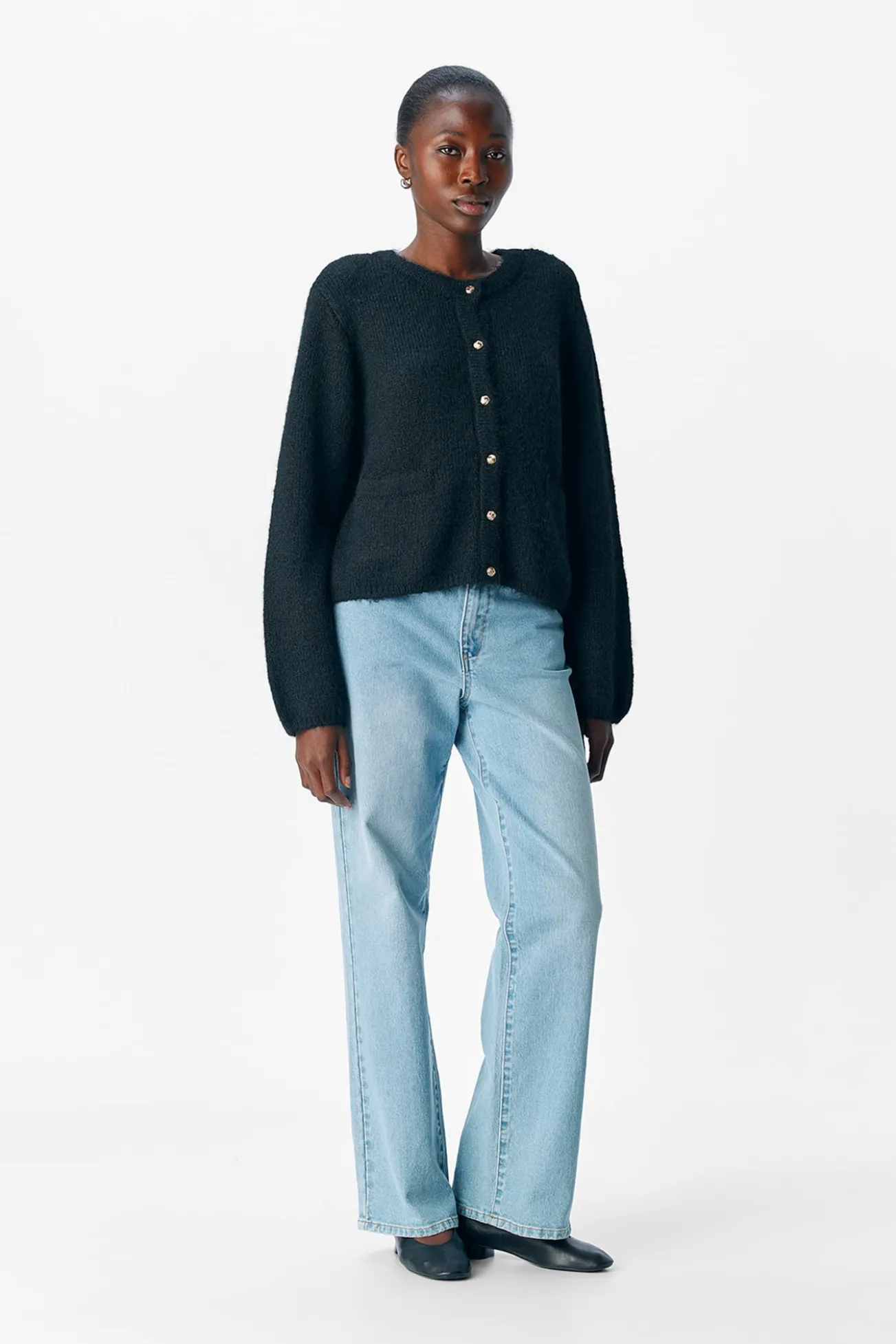 Cardigan lana cuello redondo