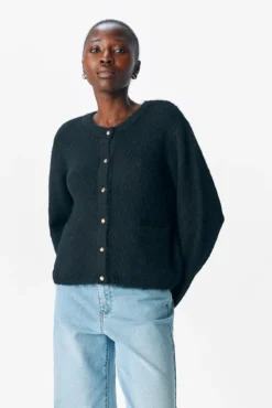 Cardigan lana cuello redondo