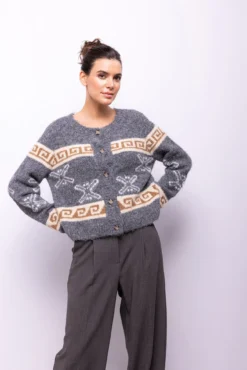 Cardigan lana estampado