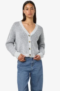 Cardigan punto rayas cuello pico