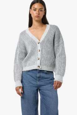 Cardigan punto rayas cuello pico