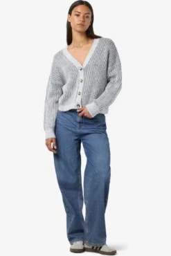 Cardigan punto rayas cuello pico