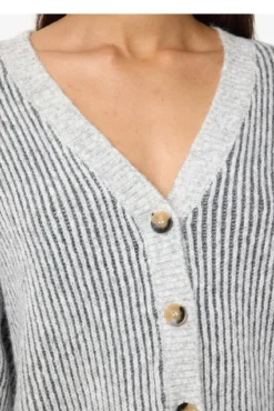 Cardigan punto rayas cuello pico