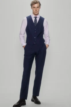 Chaleco cuadros marino slim