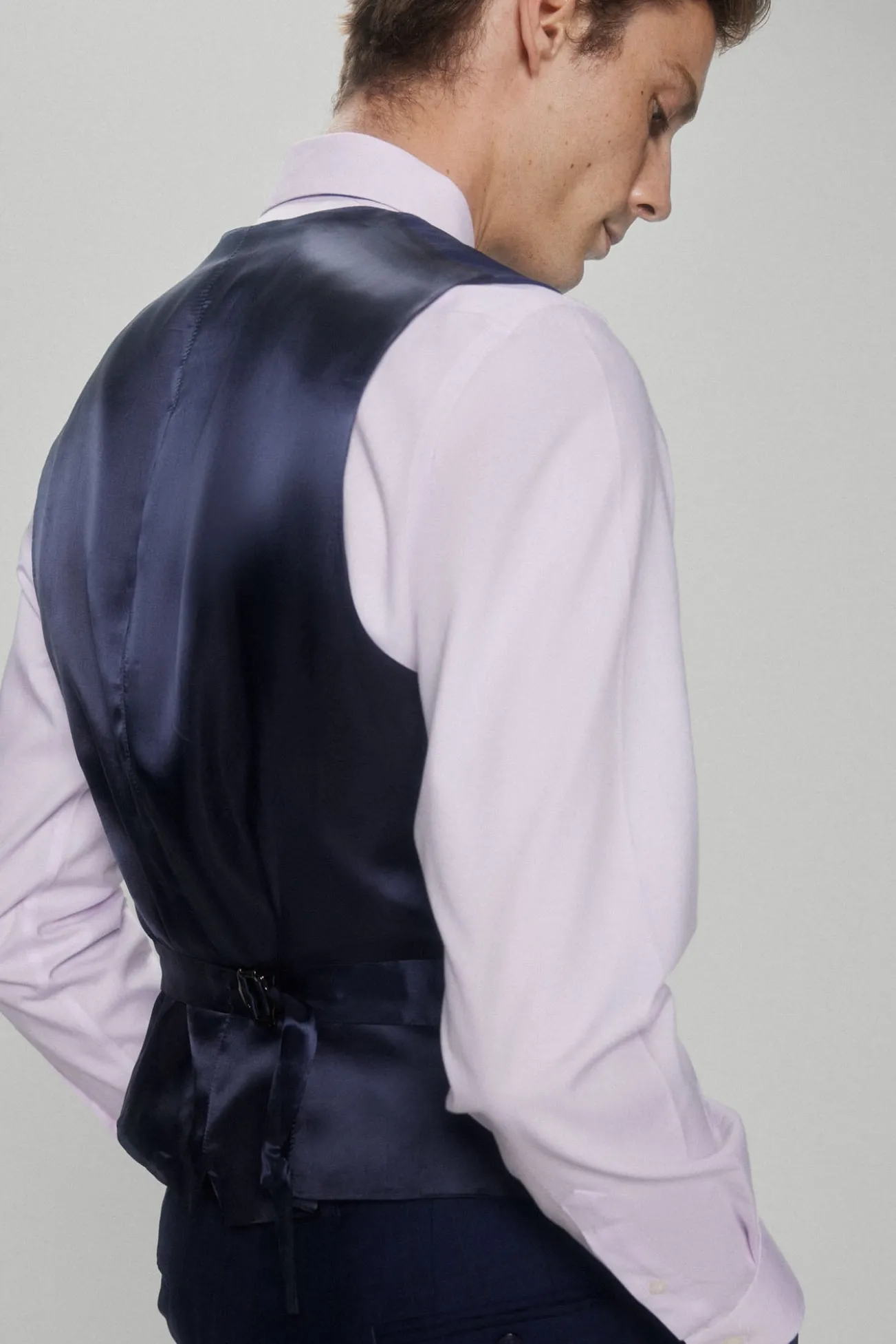Chaleco cuadros marino slim