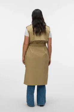 Chaleco largo de doble abotonadura talla grande