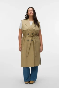 Chaleco largo de doble abotonadura talla grande