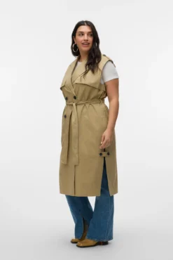 Chaleco largo de doble abotonadura talla grande