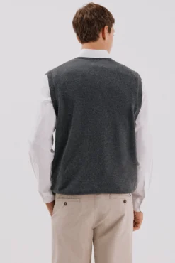 Chaleco punto algodón cashmere cuello pico