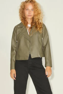 Chaqueta biker efecto piel