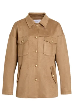 Chaqueta de antelina abotonada
