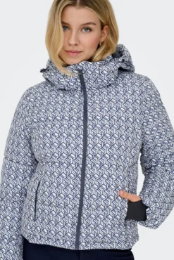 Chaqueta de esquí acolchada técnica estampada para mujer