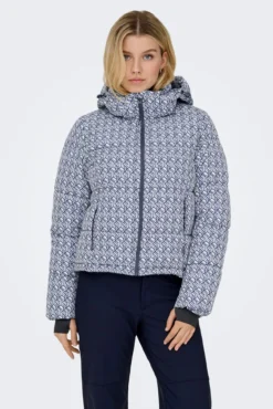 Chaqueta de esquí acolchada técnica estampada para mujer
