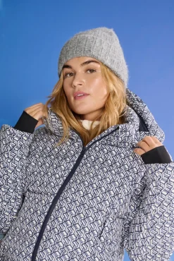 Chaqueta de esquí acolchada técnica estampada para mujer