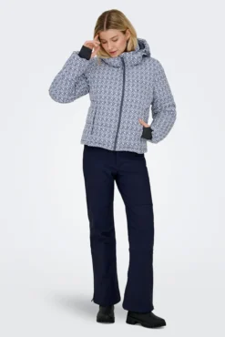 Chaqueta de esquí acolchada técnica estampada para mujer