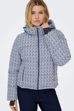 Chaqueta de esquí acolchada técnica estampada para mujer