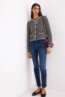 Chaqueta de punto con estructura fantasía multicolor