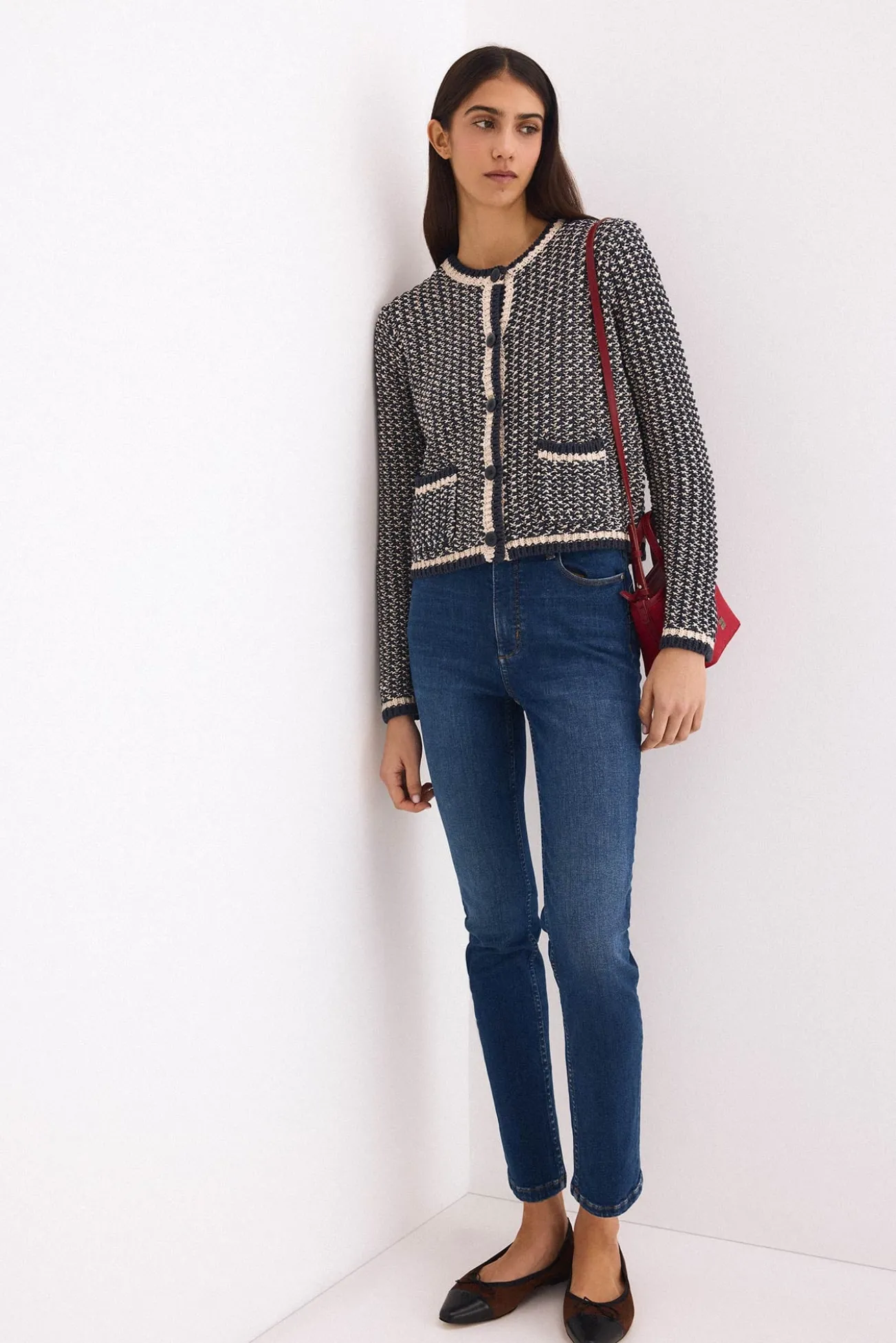 Chaqueta de punto con estructura fantasía multicolor