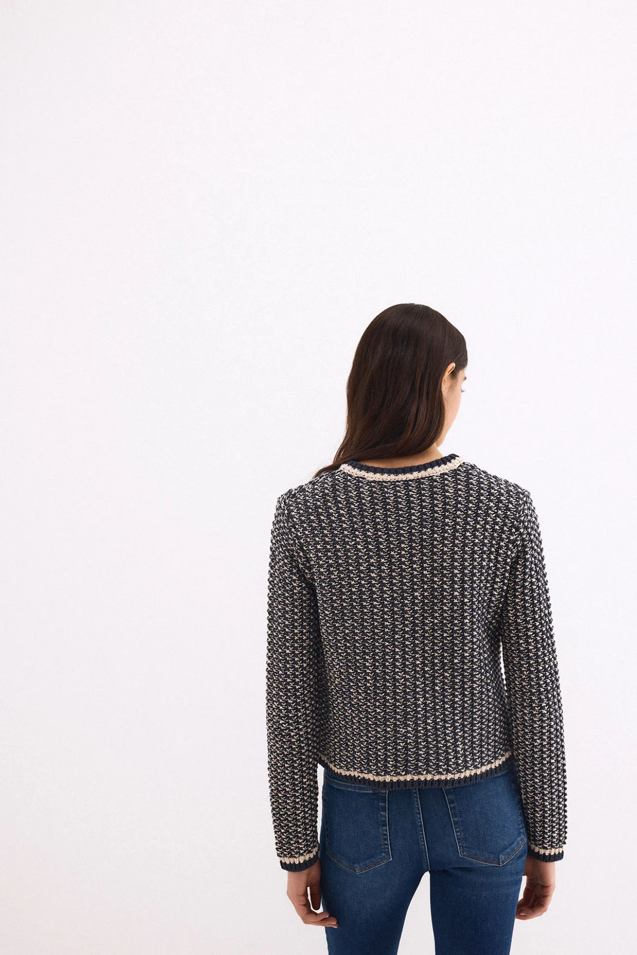 Chaqueta de punto con estructura fantasía multicolor