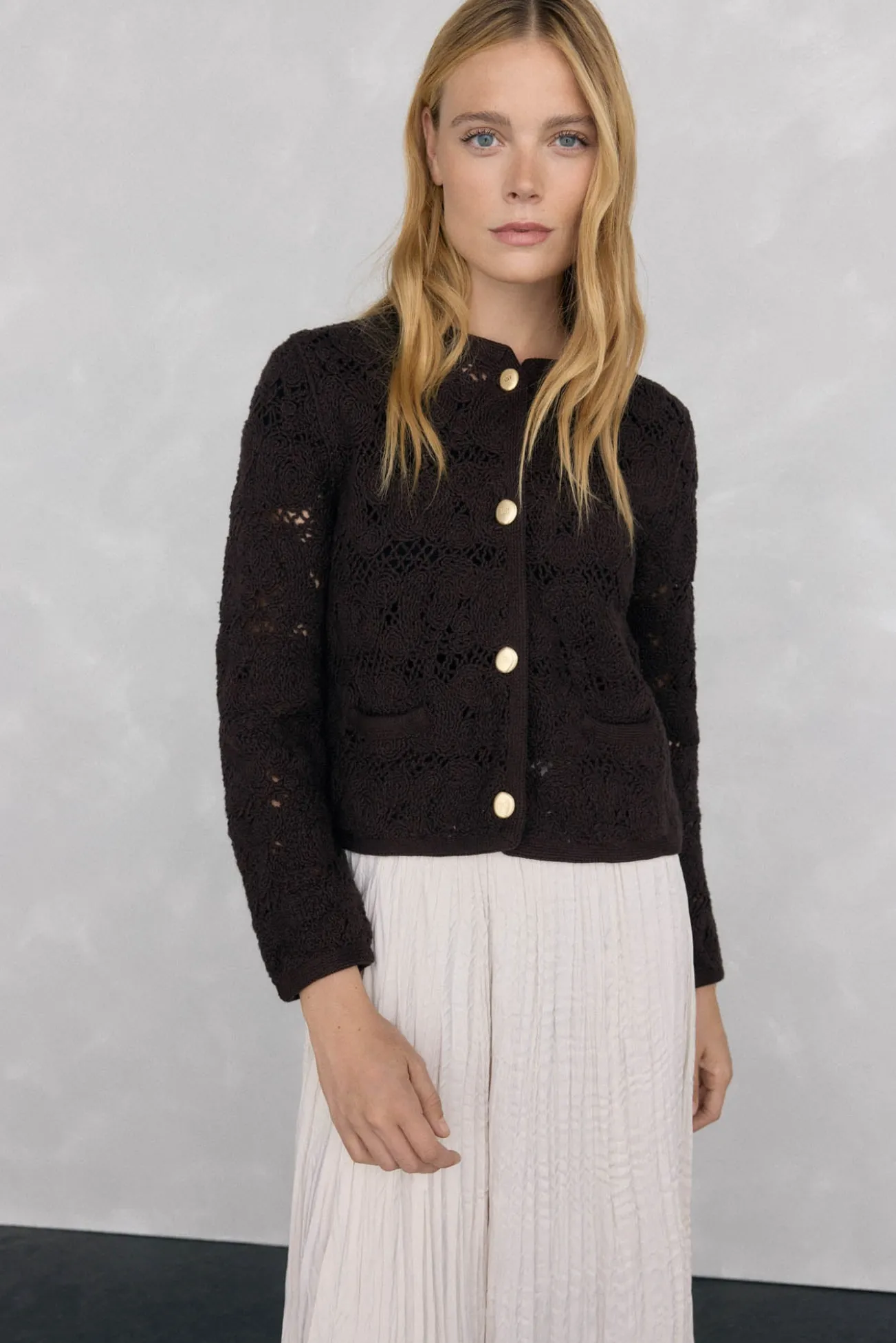 Chaqueta de punto crochet