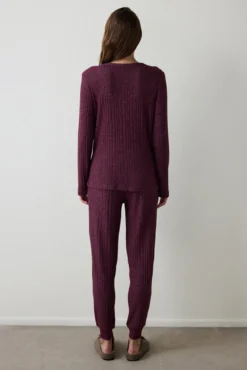 Conjunto de pantalón Cozy Time Maroon Ls