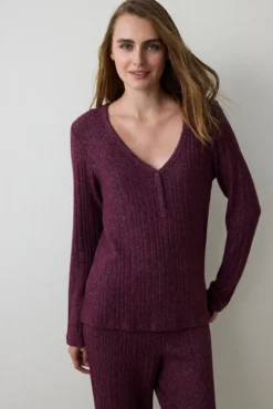 Conjunto de pantalón Cozy Time Maroon Ls
