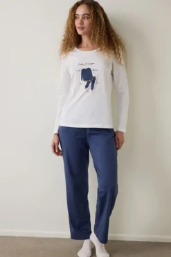 Conjunto de pijama de algodón de manga larga con cuello redondo Anatomy