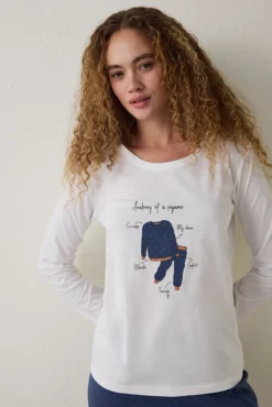 Conjunto de pijama de algodón de manga larga con cuello redondo Anatomy