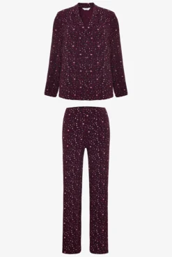 Conjunto de pijama de manga larga con cuello camisero y estampado de leopardo
