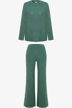 Conjunto de pijama de manga larga con cuello redondo Coziness