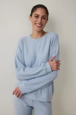 Conjunto de pijama de manga larga con cuello redondo y efecto térmico