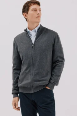 Cárdigan algodón con cashmere cierre cremallera