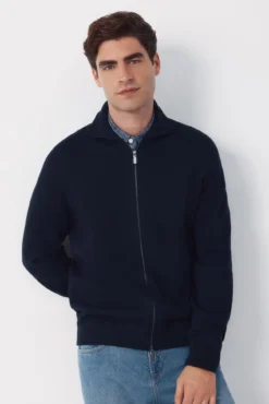 Cárdigan algodón cremallera cuello polo