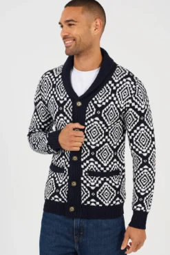 Cárdigan jacquard cuello en V
