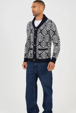 Cárdigan jacquard cuello en V