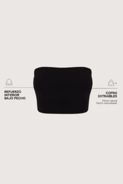 Crop top bikini bandeau negro